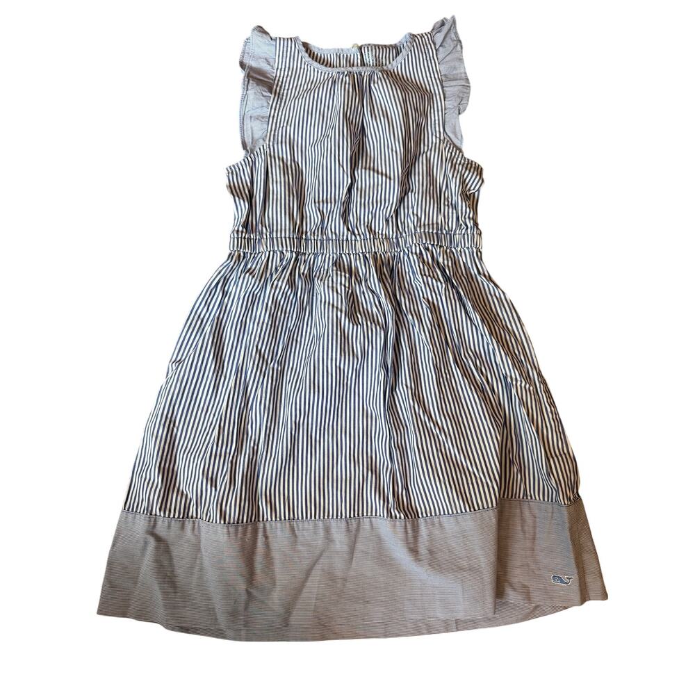 Vineyard Vines striped ruffle sleeve dress girls small 7-8